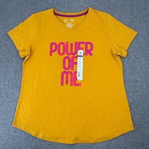 NEW! Xersion Big Girls T-Shirt "Power Of Me" 2XL Cotton‎ Blend Quick Dry V-Neck